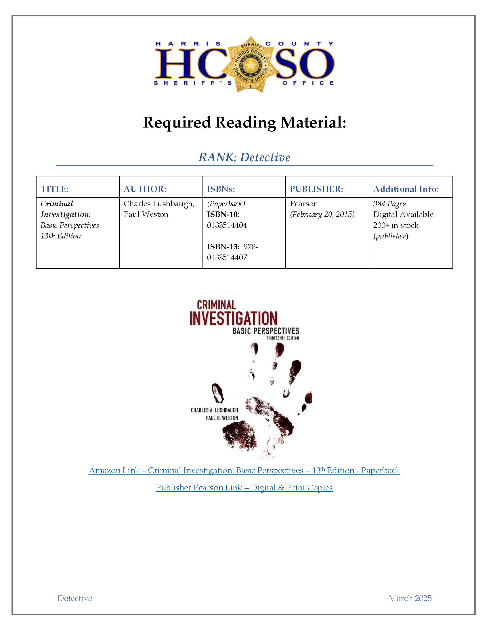 2025 Supplemental Detective Study Material - Required Book